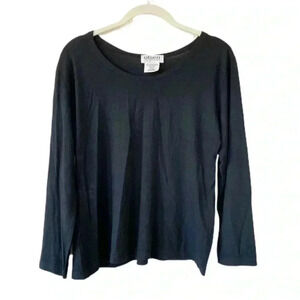 Olsen Black Top Long Sleeves Stretch Casual Roundneck Long Sleeves Casual